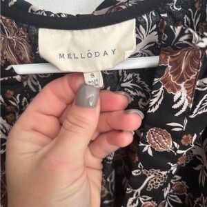 MELLODAY Black and Brown Patterned Dress